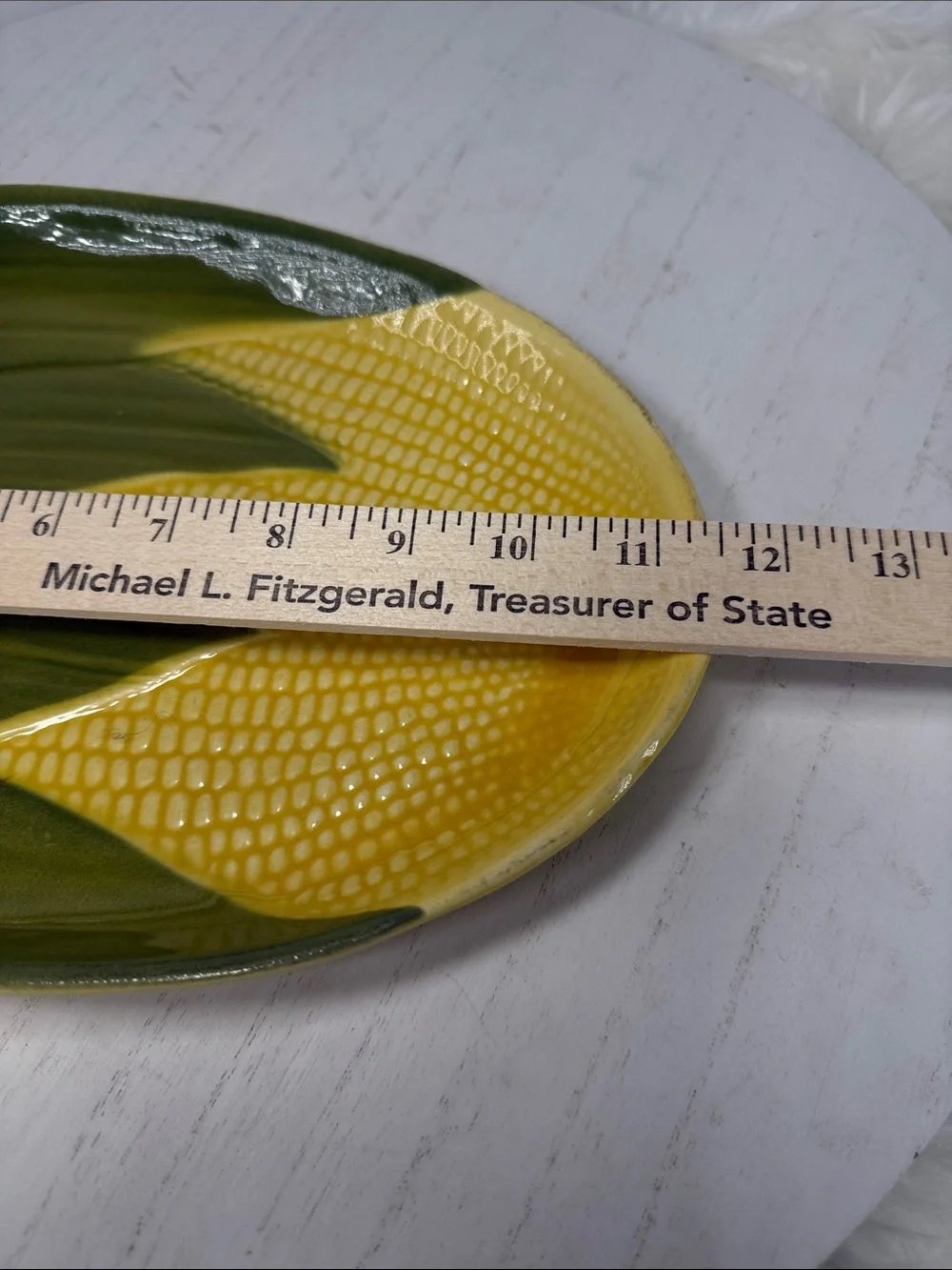 Vintage Lot of 2 Yellow and Green Corn-Shaped Ceramic Serving Platter